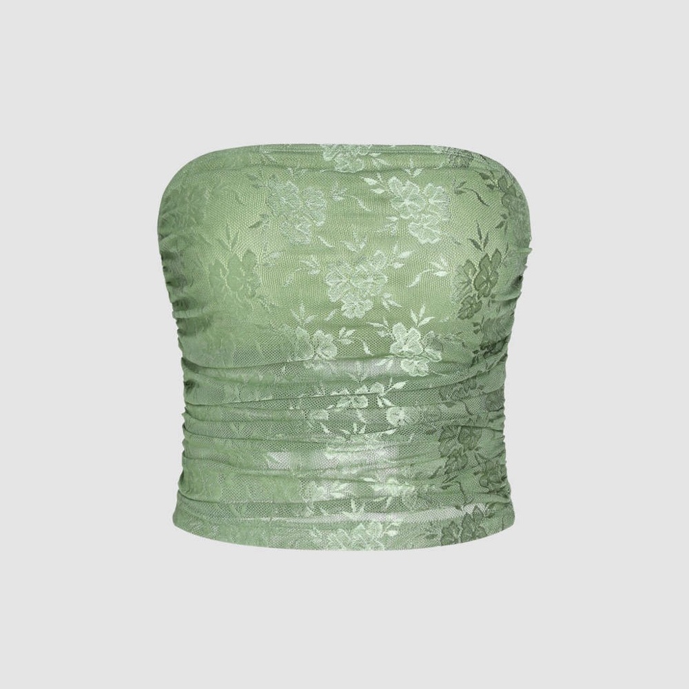 Green Floral Tube Top